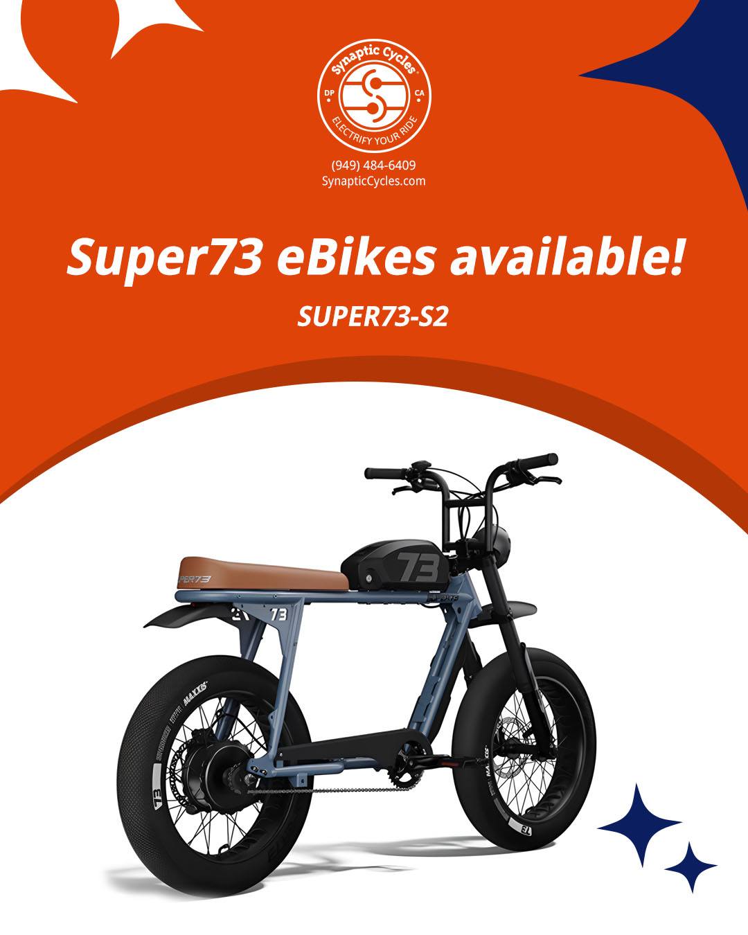 The SUPER73-S2 has always been one of our most popular models, an easily recognizable classic. We set out to take that same authentic SUPER73 look and feel and combine it with a splash of moto-nostalgia to give you one legendary ride.
SUPER73 eBikes are available at Synaptic Cycles for a test ride. Come and shop today!
➡️ 949-484-6409 | SynapticCycles.com
#eBike #Super73 #SynapticCycles #DanaPoint #California