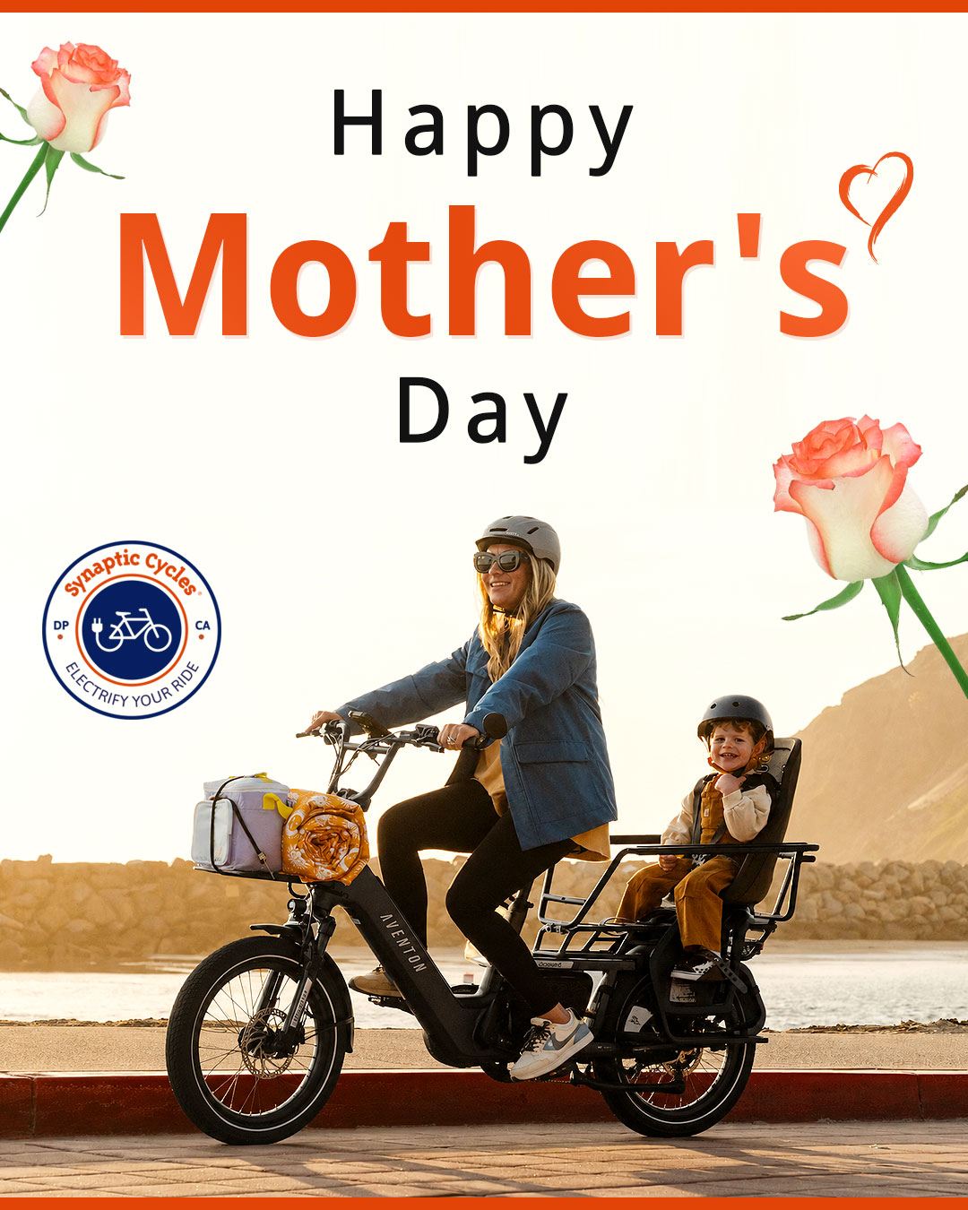 Happy Mother's Day from Synaptic Cycles! 🚴‍♀️🌸 

Moms, grandmas, and mother figures always get back on the bike, literally or figuratively, no matter how hard the hill. They are the definition of unstoppable. Wishing you all a day where someone else does the pedaling. 💪💐 

#MothersDay #SynapticCycles #UnstoppableMom