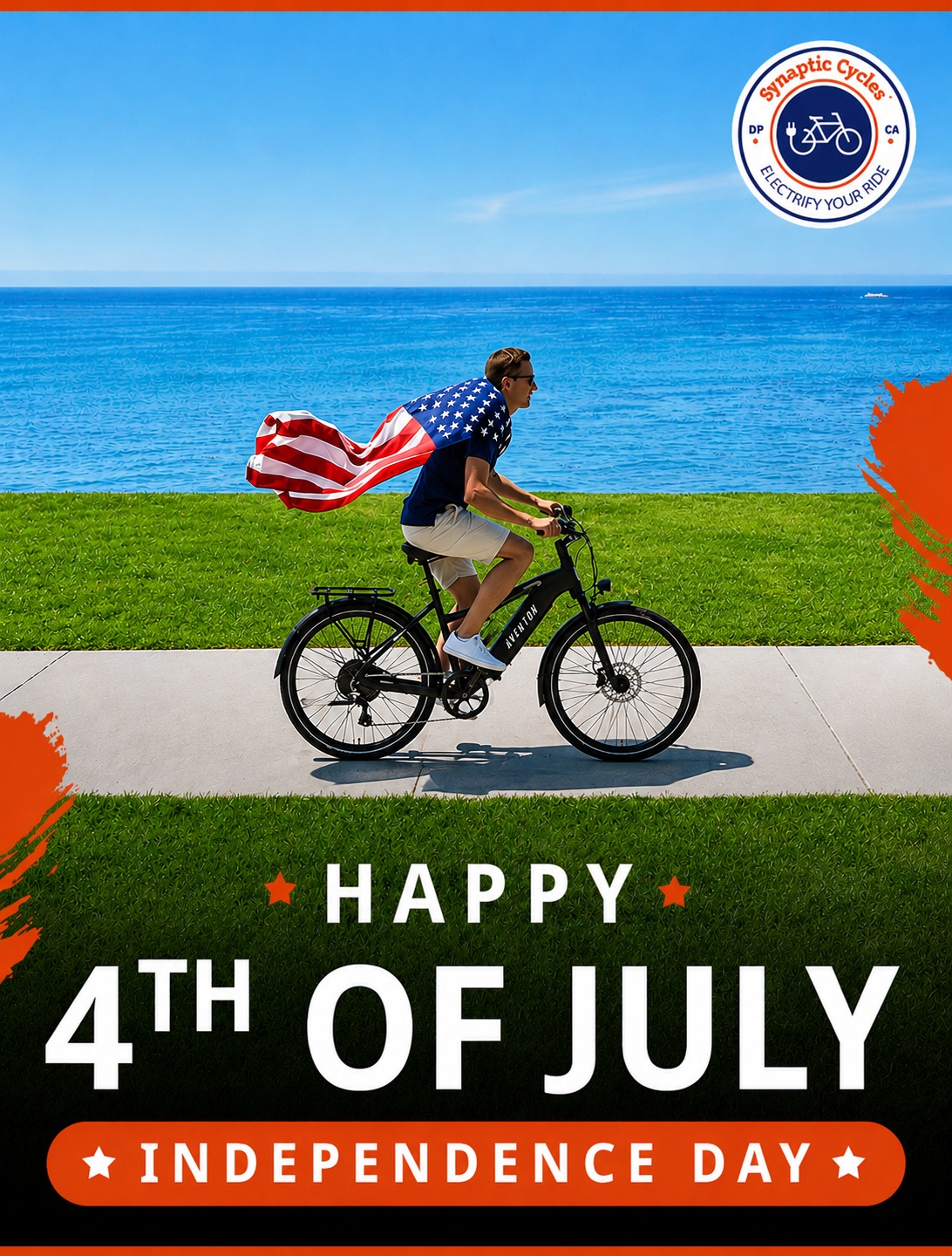 Synaptic Cycles wishes you a Fourth of July full of open roads and all-American adventure! 

Keep riding, and celebrate this historic Semiquincentennial in style! 🚴🇺🇸🎆 

#IndependenceDay #America250 #1776to2026 #USA250 #SynapticCycles