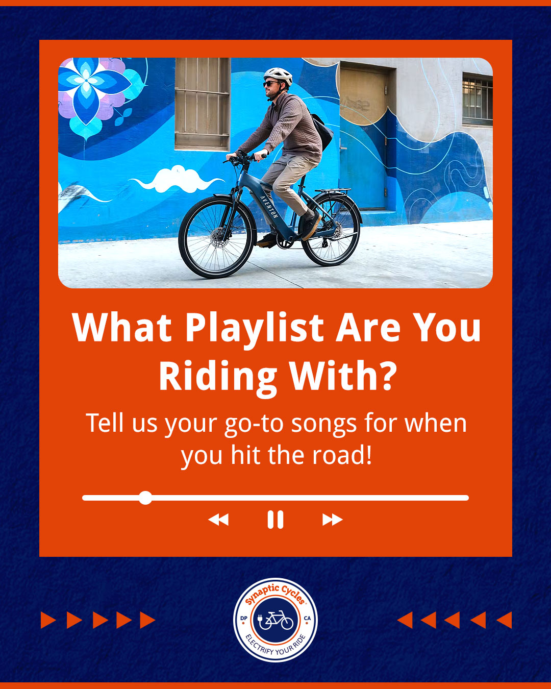 Some rides just need the right song!

Coast Highway. A little breeze. Your favorite bike. And that one track that makes you want to keep riding just a little longer.

What’s your go-to riding song? Drop it in the comments 👇
🌐 SynapticCycles.com

#SynapticCycles #RidingPlaylist #EBikeLife #EBikeCommute #DanaPoint #RideSafe #RideMore