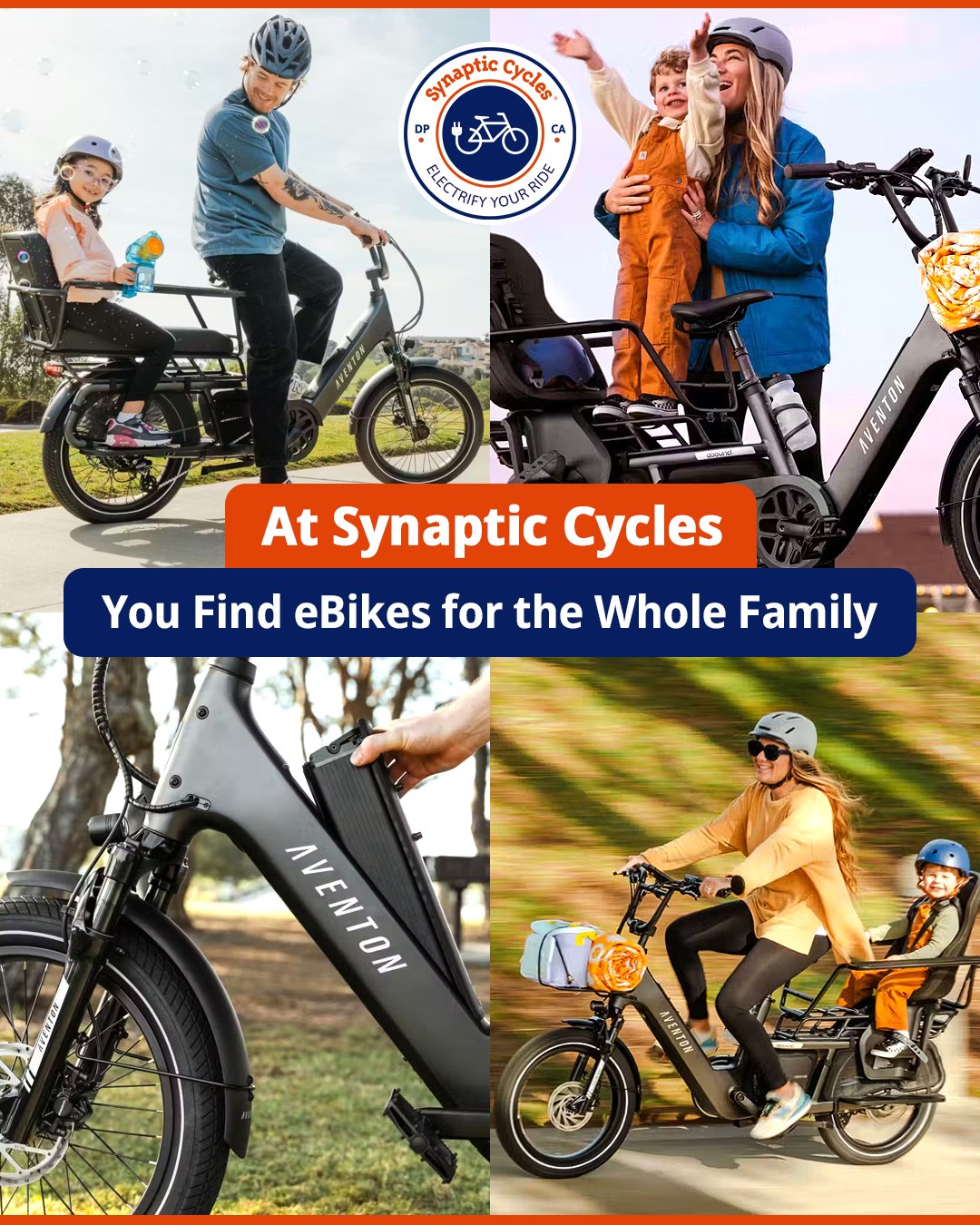 From first rides to seasoned riders, there’s an eBike for everyone at Synaptic Cycles. 🚴‍♀️🚴‍♂️⚡
Bring the whole family and ride together—comfort, power, and fun for every age and ability.
Find your family’s perfect ride at SynapticCycles.com.

#SynapticCycles #FamilyEBikes #RideTogether #eBikeLife #ElectricBike #BikeLife #SoCalFamily #OutdoorFun