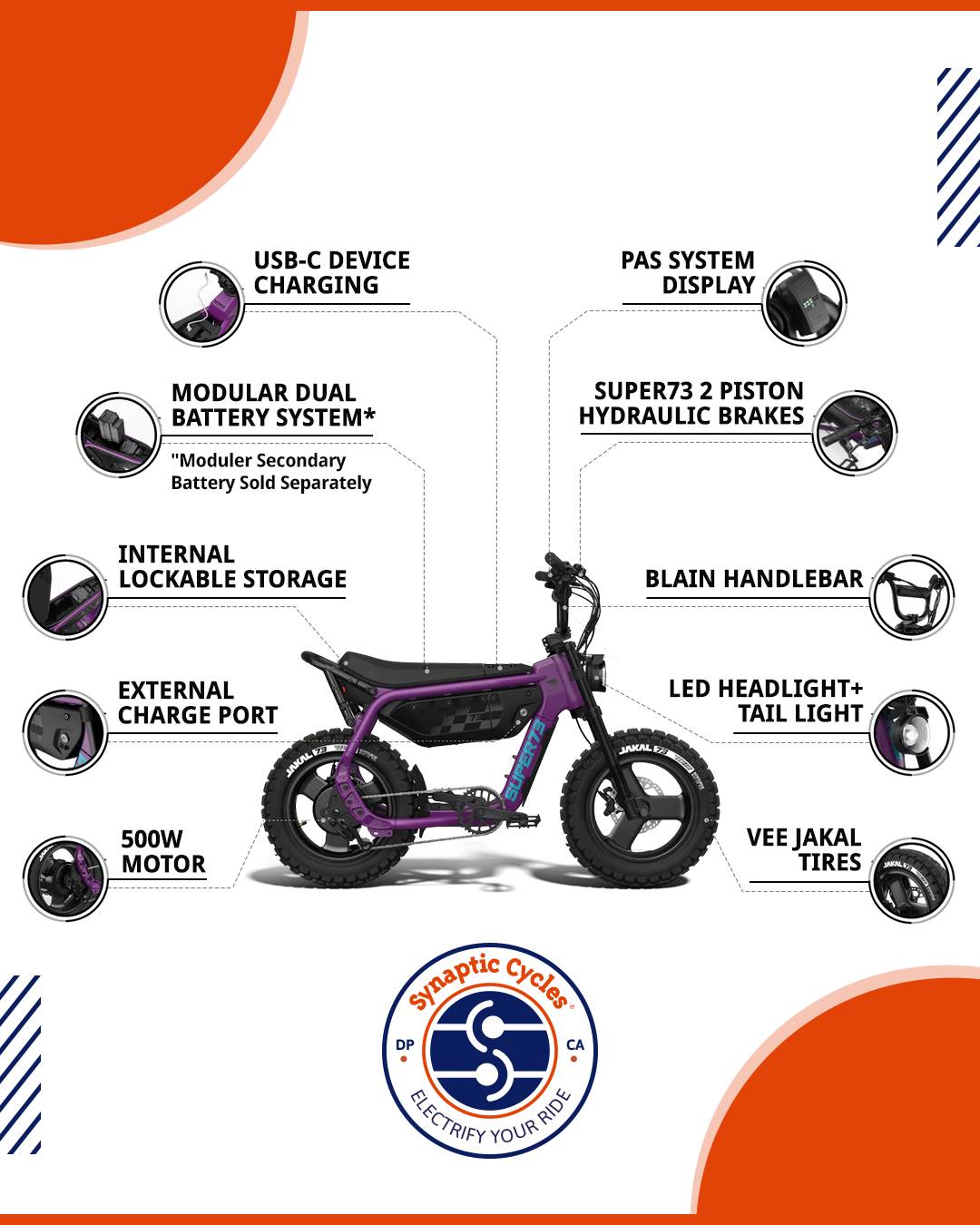 Ride Against the Grain with the New Super73 MZFT 🔥
For the dreamers, rule-breakers, and riders who refuse to blend in—meet the Super73 MZFT, a bike designed for those who live unapologetically.

We’ve reimagined the classic Super73 with a rebellious twist:
⚙️ A modular second battery for those who ride farther than most
⚙️ Internal lockable storage for peace of mind on every journey
⚙️ A reinforced frame that can handle whatever the road throws your way

The Super73 MZFT isn’t just an eBike—it’s a statement.
A call to those ready to ride against the grain and own every mile.

Shop now!📍Dana Point | Test rides available daily | SynapticCycles.com

#Super73 #MZFT #SynapticCycles #ElectricBike #RideOutsideTheLines #DanaPoint #CaliforniaeBike #RebelRide #eBikeLife