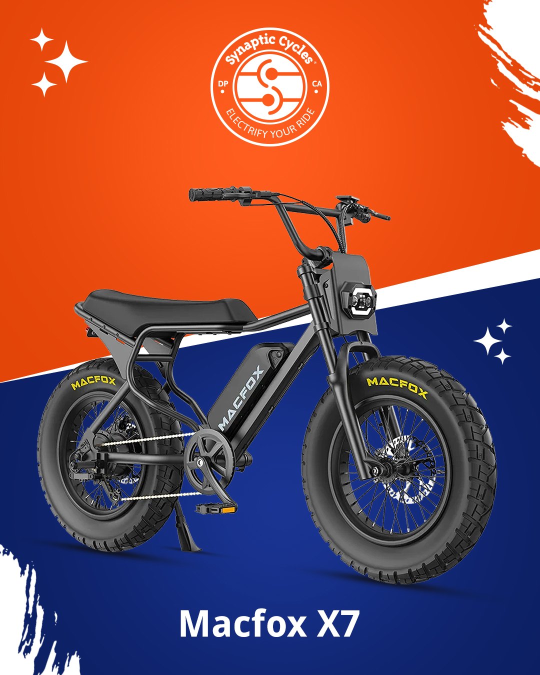 Comfort meets confidence. 🌟
The Macfox X7 is giving off-road beast mode with a calm aesthetic.

✅ Perfect for riders 4’11”–5’9”
✅ Custom beast tires built for wild terrain
Shop today at Synaptic Cycles. 
📍Dana Point | Test rides available daily | SynapticCycles.com

#SynapticCycles #ElectricBike #eBike #DanaPoint #CaliforniaeBike #CaliforniaShop #Macfox @macfoxbike