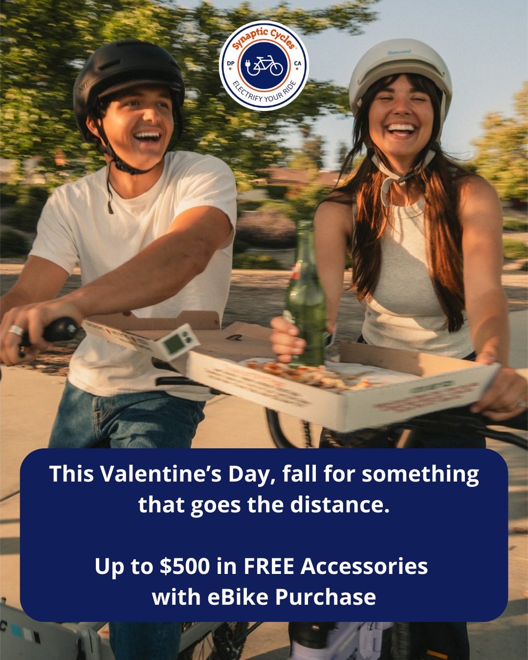 Valentine’s Day Special 💘
Up to $500 in FREE Accessories with Bike Purchase

This Valentine’s Day, treat yourself to a ride you’ll love.
For a limited time, when you purchase a qualifying eBike from Synaptic Cycles, you can receive up to $500 in FREE accessories to customize your ride.

✔ Choose from select, top-selling accessories
✔ Free accessory value totals up to $500
✔ Offer available with bike purchase only

Whether you’re upgrading your commute or gearing up for longer rides, this is the perfect time to add the extras you want—on us.

Availability and accessory selection may vary. While supplies last.

https://synapticcycles.com

#SynapticCycles #ElectricBike #eBike #DanaPoint #CaliforniaeBike #CaliforniaShop #ValentinesDaySpecial #ValentinesDeal