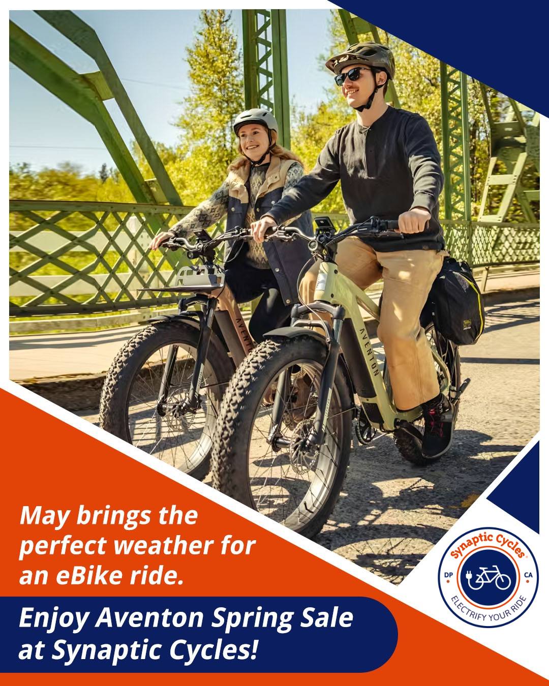 Perfect riding weather doesn’t last forever — but the memories do. ☀️

 This is your sign to get outside, feel the breeze, and turn an ordinary day into an effortless adventure.

Spring is calling… are you riding or watching?
Stop by, test ride, and find the eBike that fits your lifestyle today.

SynapticCycles.com
 📞 (949) 484-6409

#SynapticCycles #eBikeSeason #RideIntoSpring #Aventon #OutdoorAdventure