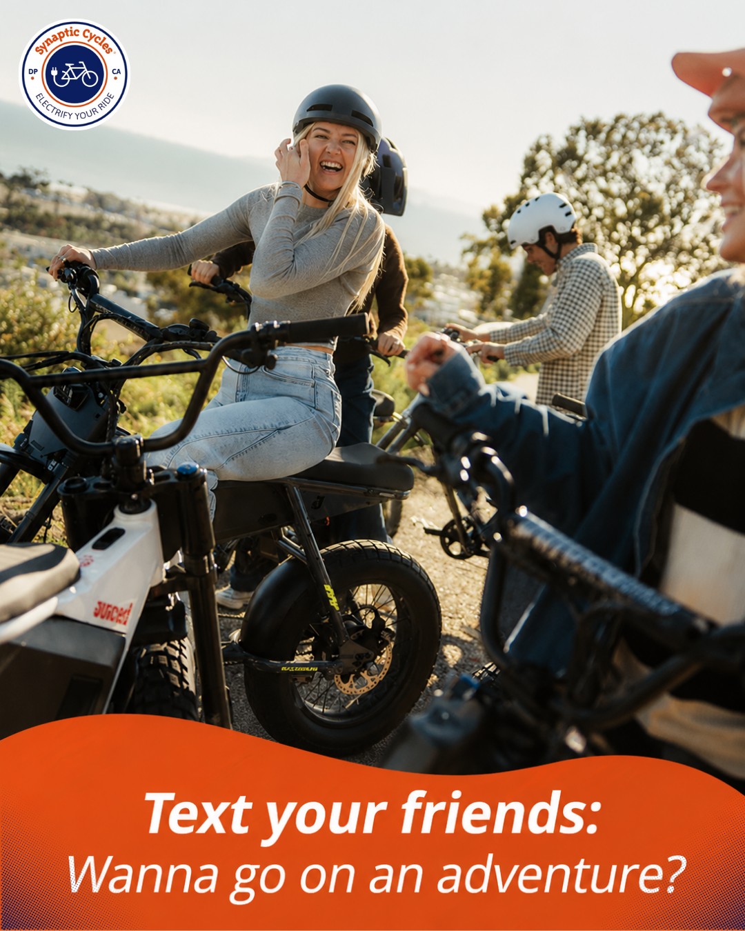 Nothing beats riding with friends. 

The laughs, the random stops, the “let’s keep going a little farther” moments—that’s what makes the ride unforgettable. And with Synaptic Cycles, getting the whole crew out for an adventure is easier than ever.

Cruise the coast, explore new spots, grab coffee, catch sunset views, and make memories along the way.

Tag your riding crew and plan your next eBike adventure with Synaptic Cycles.
SynapticCycles.com
📞 (949) 484-6409

#SynapticCycles #RideWithFriends #eBikeAdventure #CoastalCruising #RentAnEBike