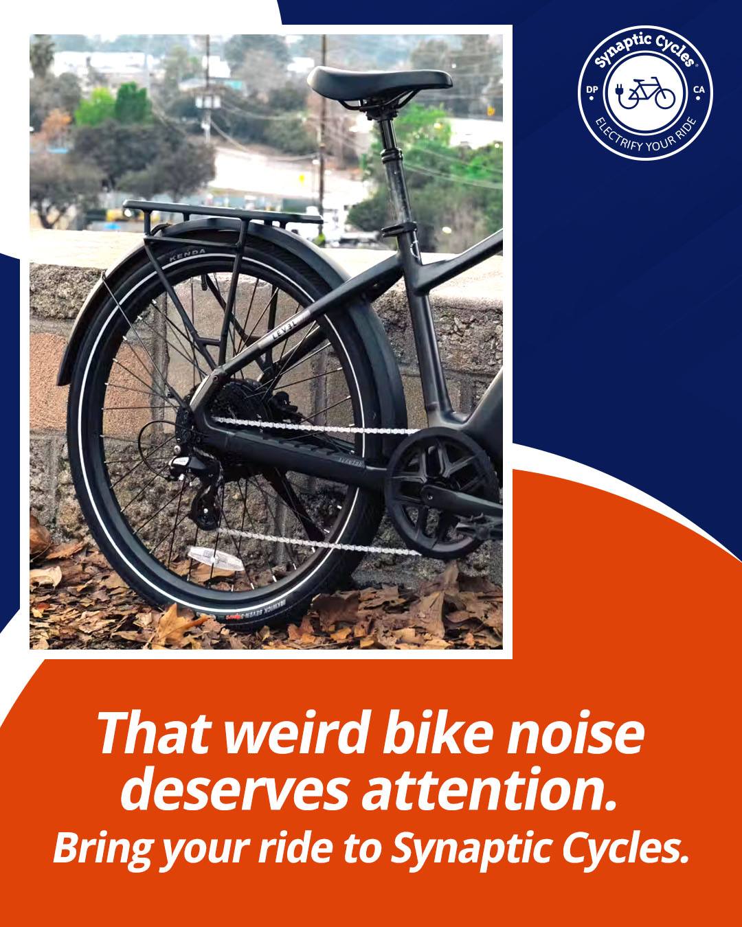 Your bike usually lets you know when something isn’t quite right. 👀🚲

A new sound, a different feel, or a ride that suddenly isn’t as smooth as usual can be a good reason to have it checked out. Taking care of small concerns early can help keep your bike dependable and ready for the miles ahead.

Need a professional look? Bring your bike to Synaptic Cycles for trusted service and repairs.

🌐 SynapticCycles.com
📞 (949) 484-6409

#SynapticCycles #BikeService #BikeRepair #eBikeService #DanaPoint #KeepRiding